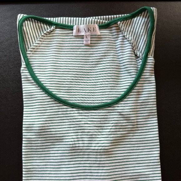 Lake Pajamas Pima Short-Long Set in Green Stripe - Picture 2 of 9